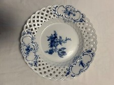 um 1870 Meissen Tafel Aufsatz Teller - Blaue Blume - Durchbrucharbeit 2+gestanzt