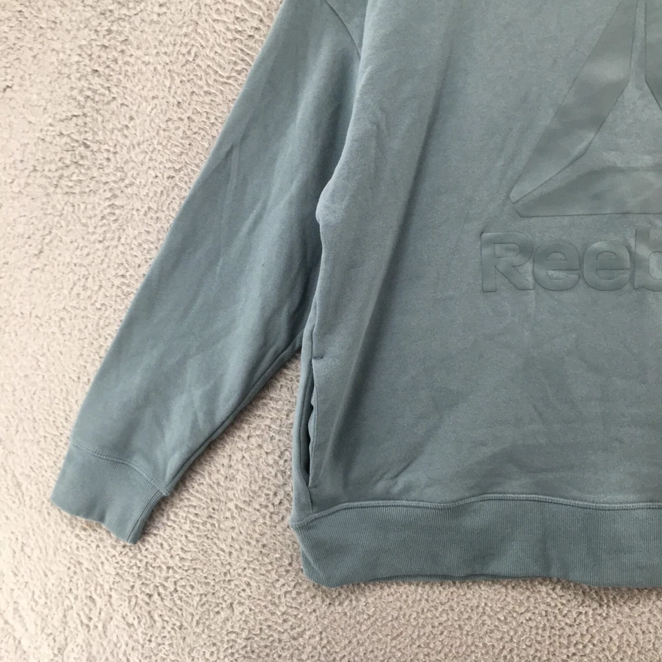 Sudadera Reebok Mujer L Verde Logo Repujado Manga Larga Pullover Cuello Redondo Foto 3 de 4