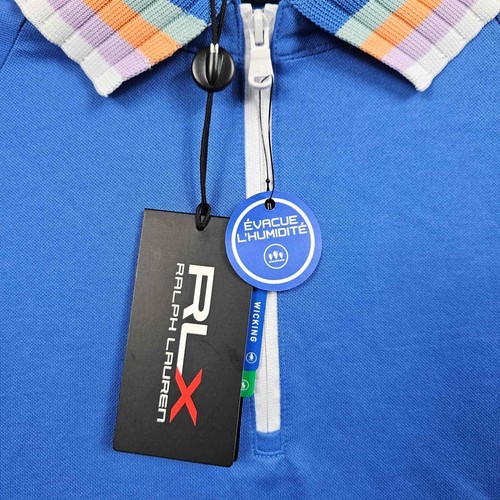 RLX Polo Shirt Womens Small 1/4 Zip Short Sleeve Golf Tennis Blue Ralph Lauren - Picture 2 of 8