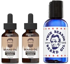3 Beard Oils - 2 Crafted Sandalwood Bourbon & 1 Twin Beards Oil Sandalwood