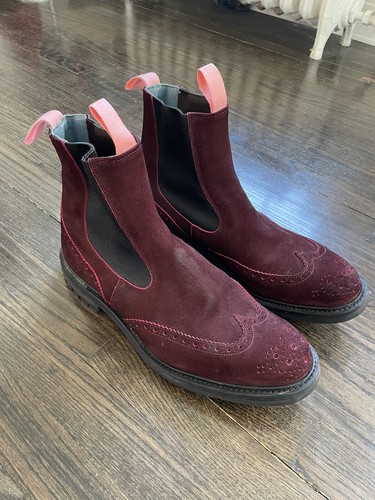 Deep Purple Suede Chelsea Boots Size 