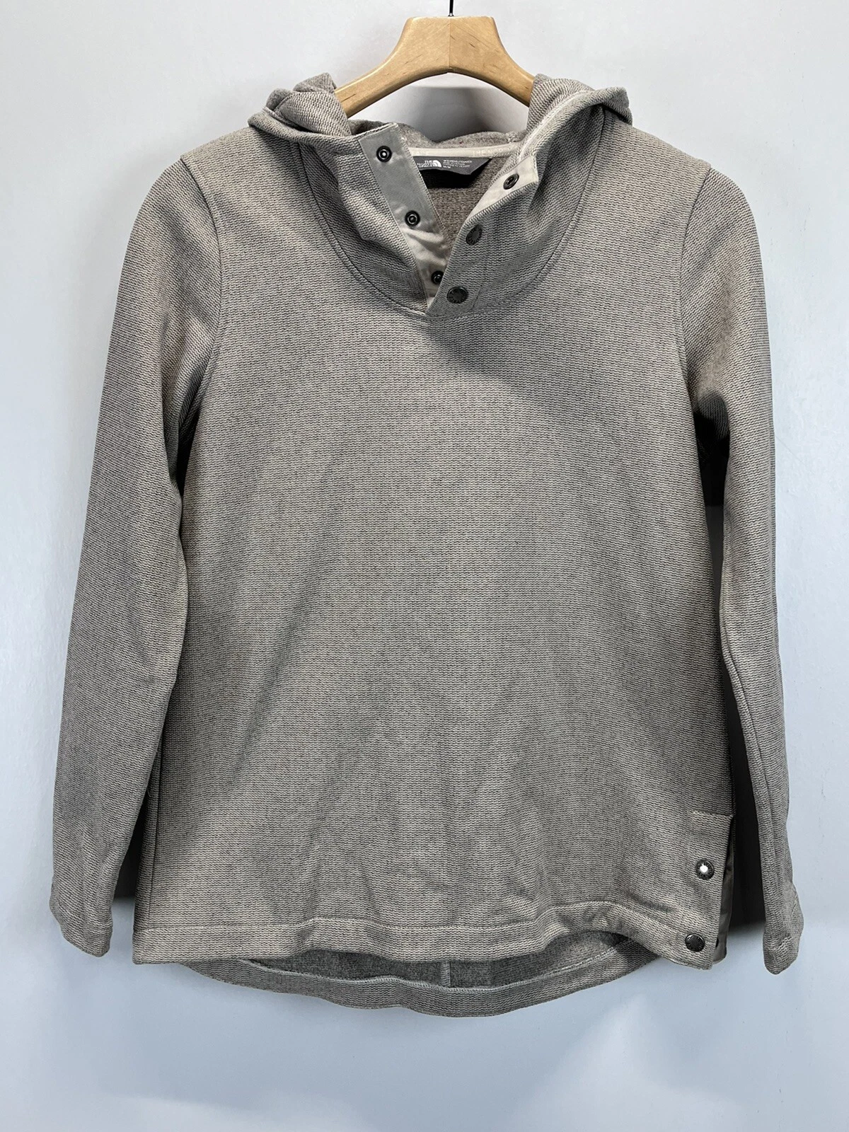 The North Face TNF Pullover Hoodie Sweatshirt Sz Medium Womens Oatmeal 1/4 Snap