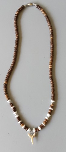 Poka Bead, Shark Tooth Necklace. 17" Long.