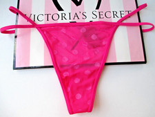 VICTORIA'S SECRET PINK Strappy Thong Panty VS Enchanted Pink S M Mesh Dot VS