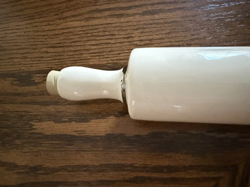 Vintage Harker China Mallow Pattern Rolling Pin, Harkerware Hollyhocks Floral - Picture 4 of 4