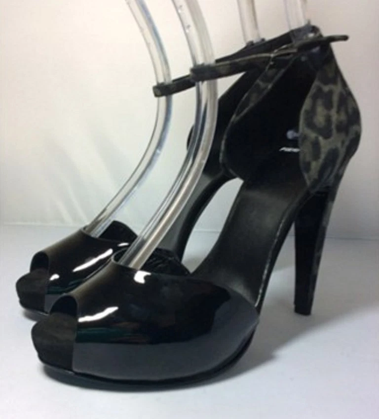 Nuevo Pierre Hardy D'Orsay Zapatos de salón Tacones Charol Gamuza Leopardo Negro 9 39.5 Foto 4 de 4