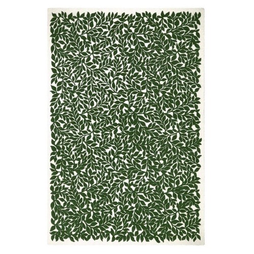 Green Leafy Handmade Tufted Rug Wool Rug