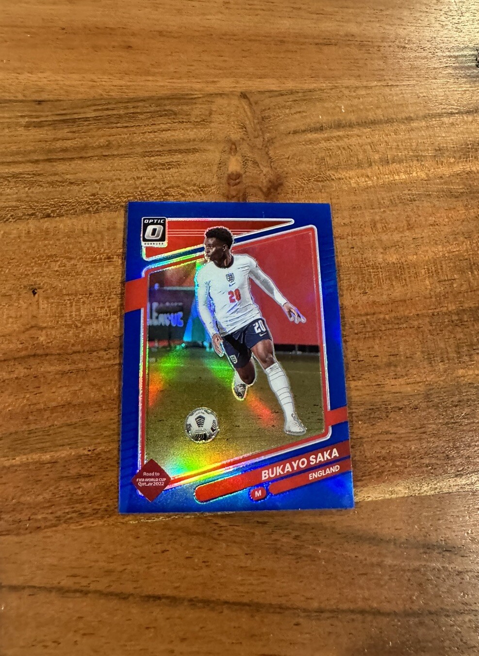 Bukayo Saka 2021-22 Panini Donruss Optic World Cup Qatar Blue Prizm /99 NRMT+