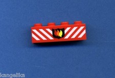 Lego-- 3010 -- 3010px18 -- 1 x 4 -- Rot -- Feuerwehr mit Streifen -- Bedruckt -