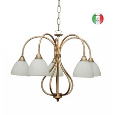  Lampadario sospensione 5 luci Ferro Battuto classico Rihanna Made in Italy 