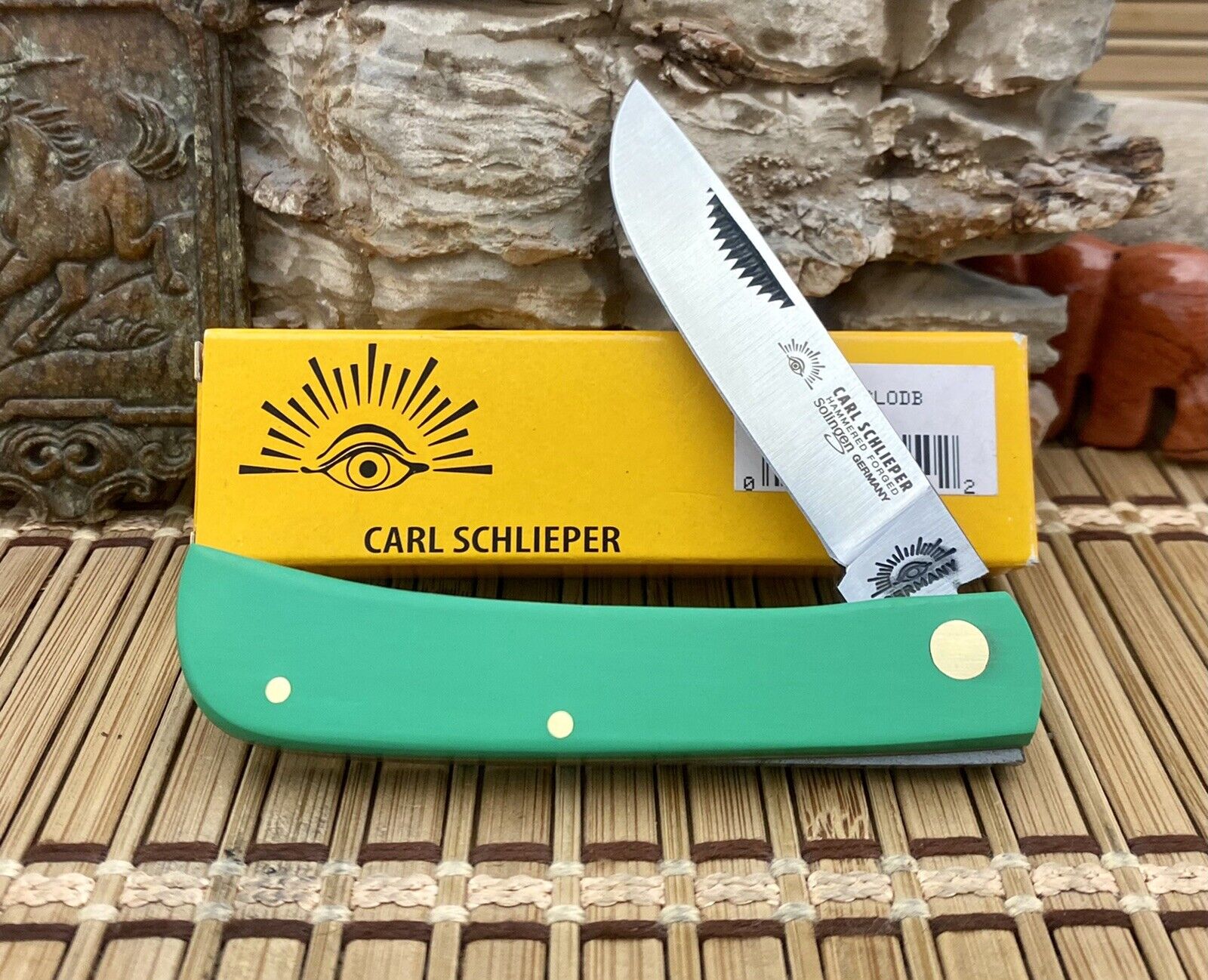 German Eye Brand Carl Schlieper Smooth Green Clodbuster Jr Pocket Knife