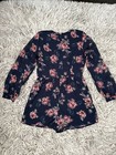 Abercrombie and Fitch Women's Long Sleeve Navy Blue Floral Romper Size 4 — photo 3