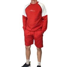 Mens Tracksuit Sweatshirt  Shorts Set Red Large RRP  50 Boohoo Man Set