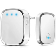 Sonnette sans fil 280M étanche carillon porte Emetteur Récepteur Flash LED IP44