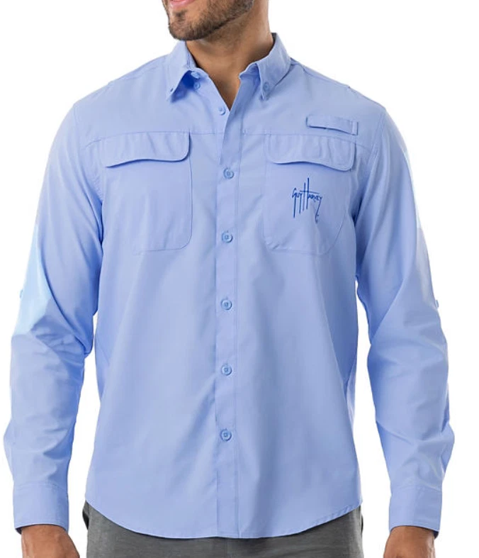 NEW Guy Harvey Men s Long-Sleeve Vented Fishing Shirt Size 2XL