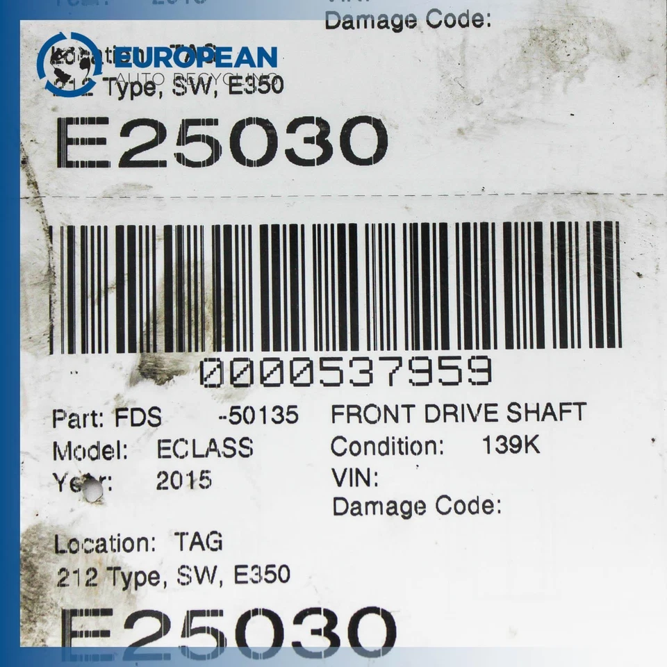 2010-2016 MERCEDES E-CLASS E350 Front Drive Shaft - 212 Type SW E350 OEM - Image 3 of 4