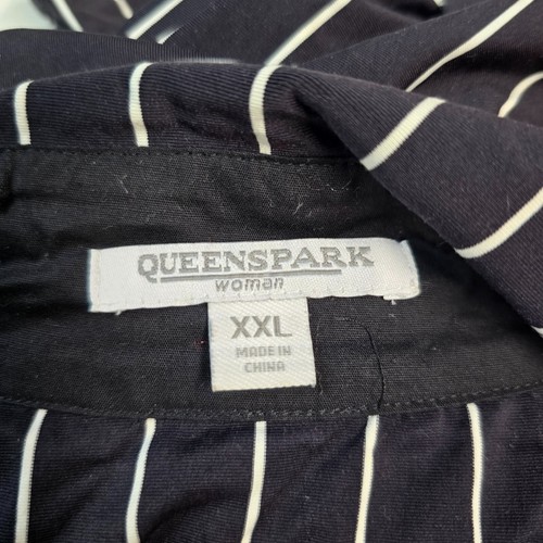 Queenspark Womens Wrap Blouse Top Size XXL Black White Stripe Stretch Knit - Picture 12 of 14