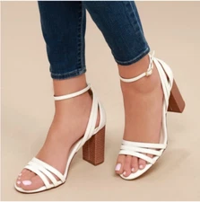 Lulus white sandals style Shayla Ankle Strap Heels size 9