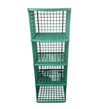 Vintage Yaffa Blocks Green Plastic Stackable Storage Bins Crate Shelf Set of 4