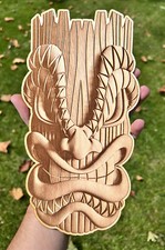 Tiki Mask Wall Decor, Wood Engraved