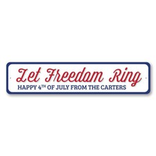 Let Freedom Ring Sign, Happy 4th Of July Decor, Custom Family Metal Wall Decor