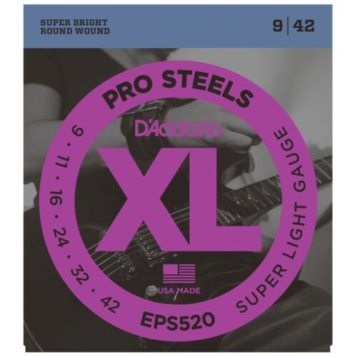 D'Addario EPS520 9 - 42 XL Pro Steels Electric Guitar Strings - Super Light - Picture 1 of 1