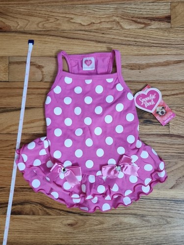 Vestito cane Smoochie Pooch rosa a pois medio nuovo con etichetta