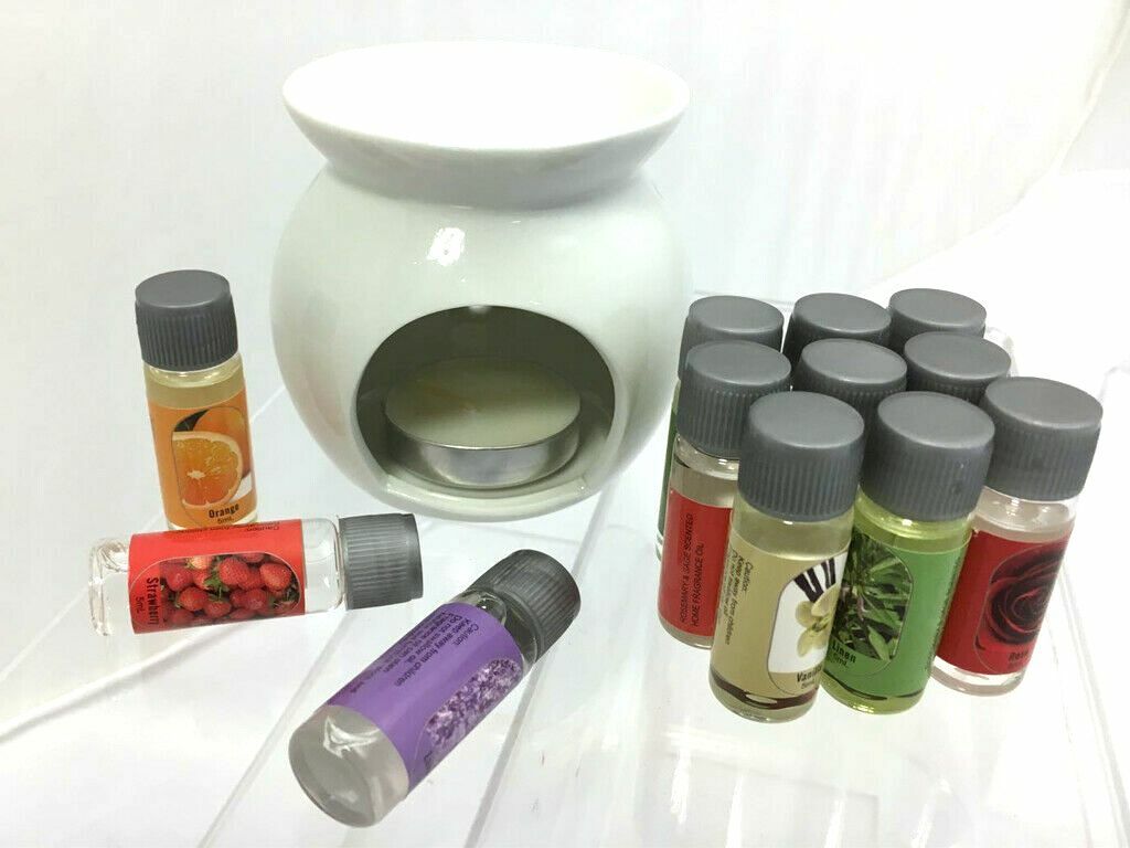 14Pcs OIL BURNER GIFT SET WITH 12 FRAGRANCE OILS AROMA THERAPY OIL