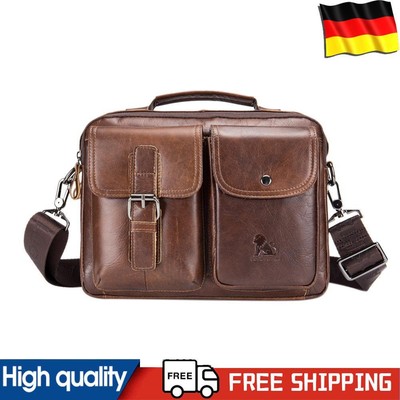 Leather Business Handbags Men Universal Solid Color Shoulder Daily Crossbody