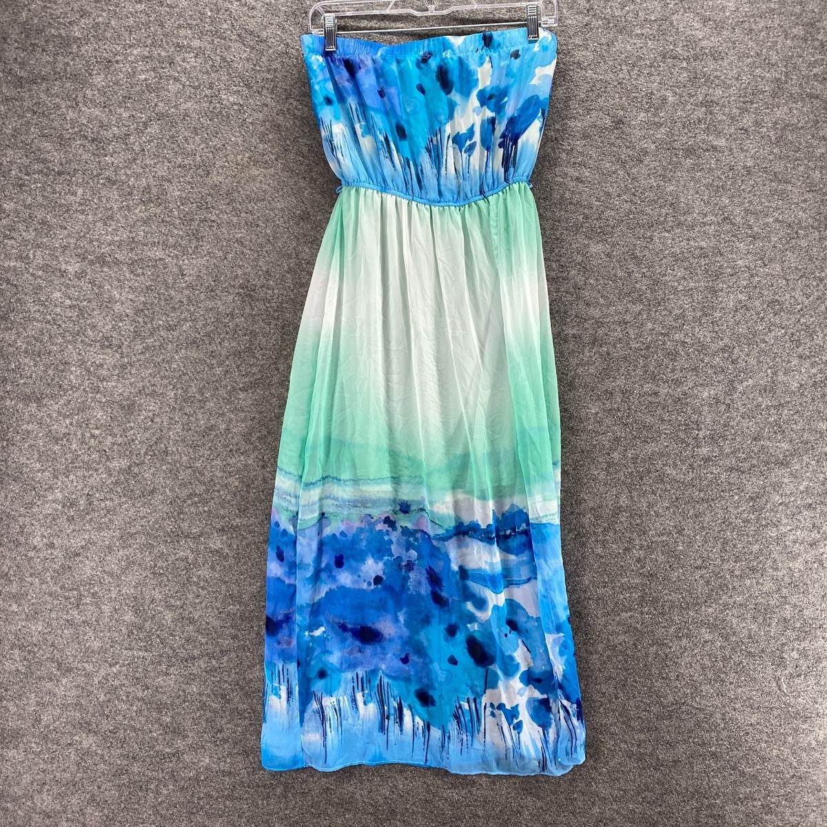 Forever 21 Dress Women L Large Blue Floral Maxi Long Elastic Waist  Strapless | eBay
