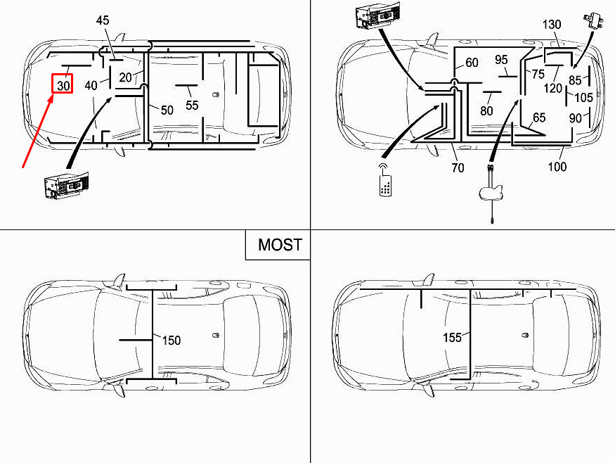 MERCEDES-BENZ S W222 Start/Stop Function Wiring Harness A2225405416