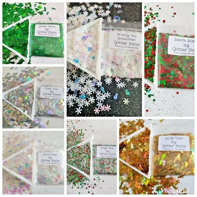 Nail Art Glitter Christmas Xmas Trees Santa Tinsel Snowflake Red Green Cosmetic