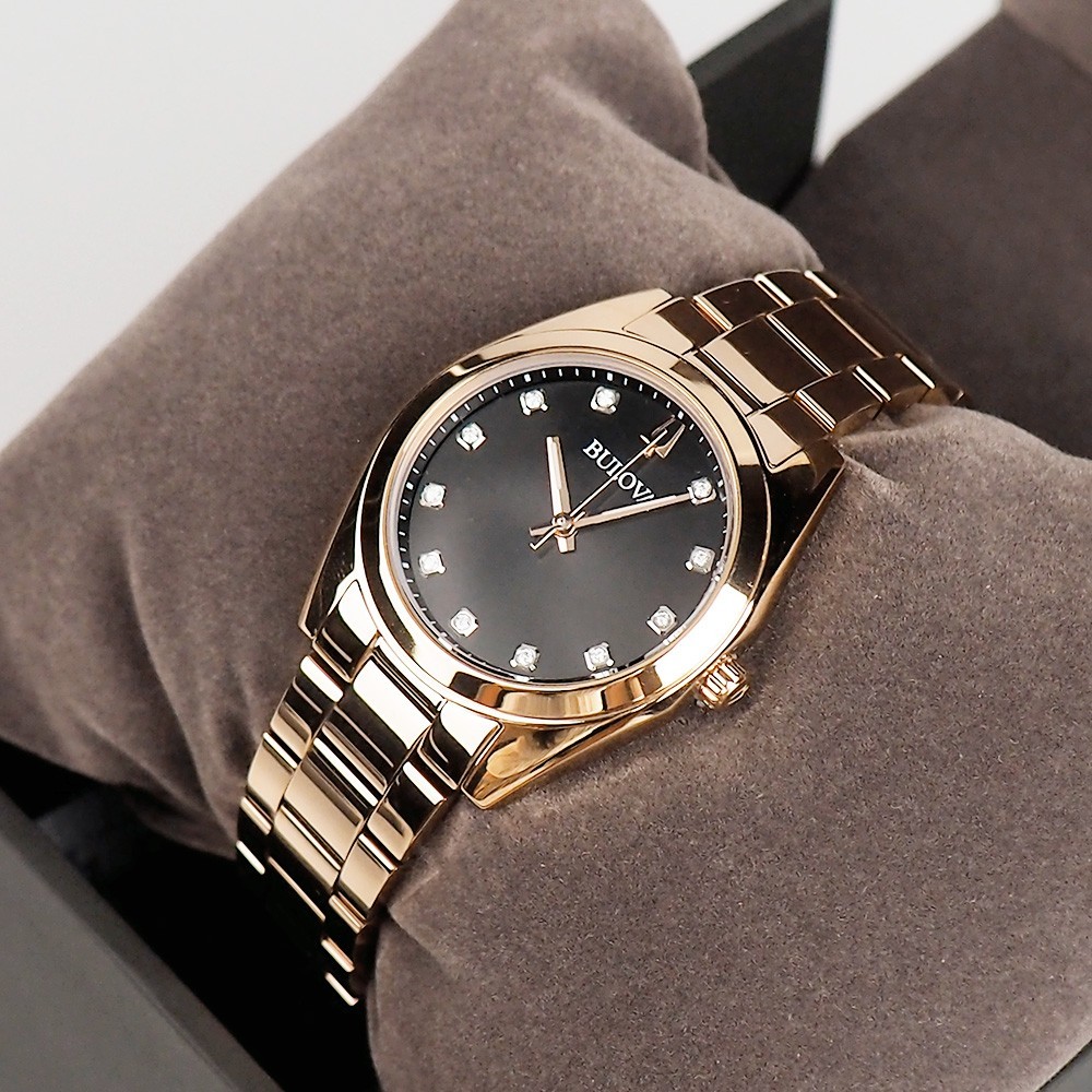 Bulova Surveyor Classic 97P156 Diamond Rose Gold Stainless Women's ...