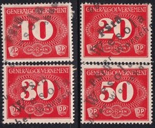 Briefmarken Deutschland, Generalgouvernement, 1940, Zustellungsmarken Z1- Z4