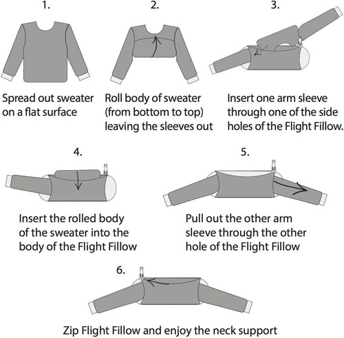 Stuffable Neck Pillow for Travel, Plane Long One Size, Black - Picture 6 of 9