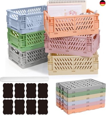 Aiuuee Pack of 6 Folding Boxes, 25 x 16 x 10 cm, Large Foldable Sturdy Folding