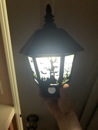 Halloween Decor 10” Wall Lantern Spooky Tree Owl And Bats