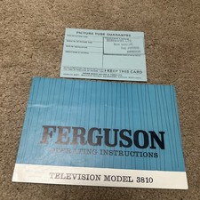 Vintage Ferguson Model 3810 Television Operating Manual & Unfilled Guarantee UK