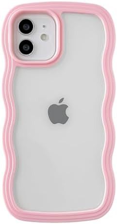 for iPhone 12 Case, Cute Curly Wave Frame Shape Shockproof Soft Compatible with
