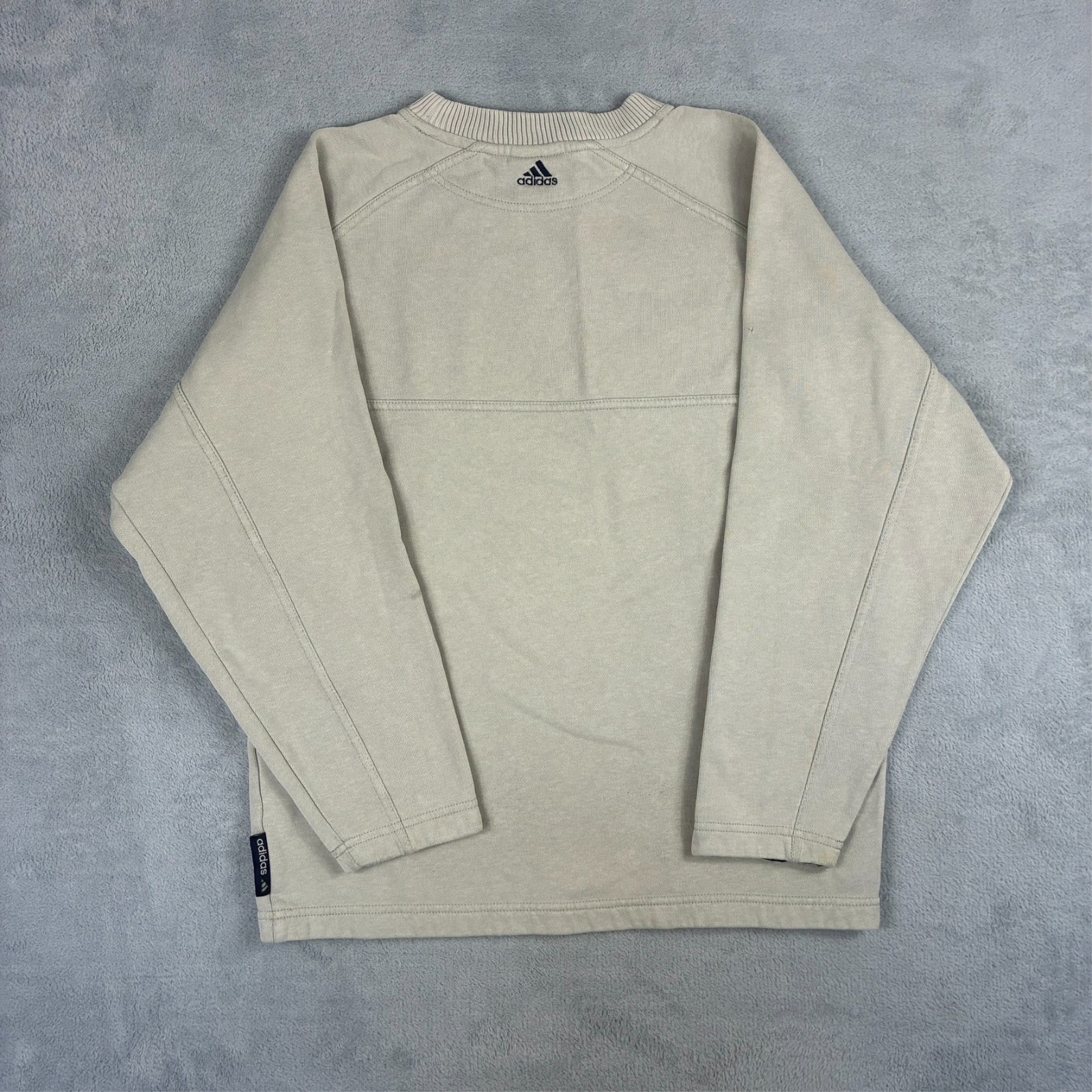 Vintage Adidas 2000's Y2K Cream Beige Spellout Sz 32/34 / XS Pullover Sweatshirt image 7