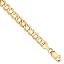 10K Yellow Gold 6.5mm Semi-Solid Curb Chain Bracelet 8"