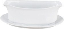 Gravy Boat with Attached Saucer, Fine Porcelain, 18-Ounce Capacity for Gravy, Sa