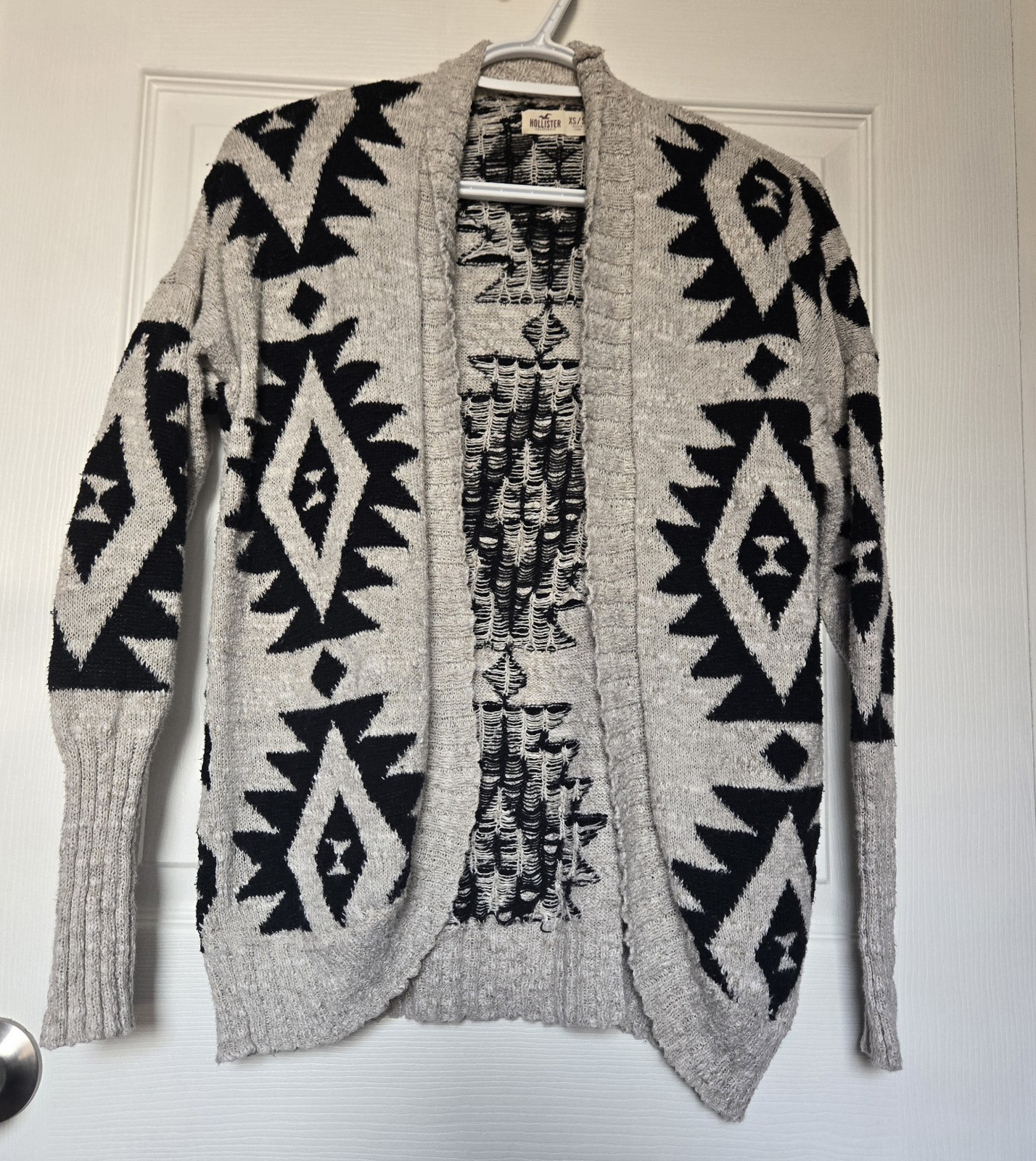 Hollister Co Aztec Geometric Knit Dolman Cardigan in Beige Black Womens Size XS/S