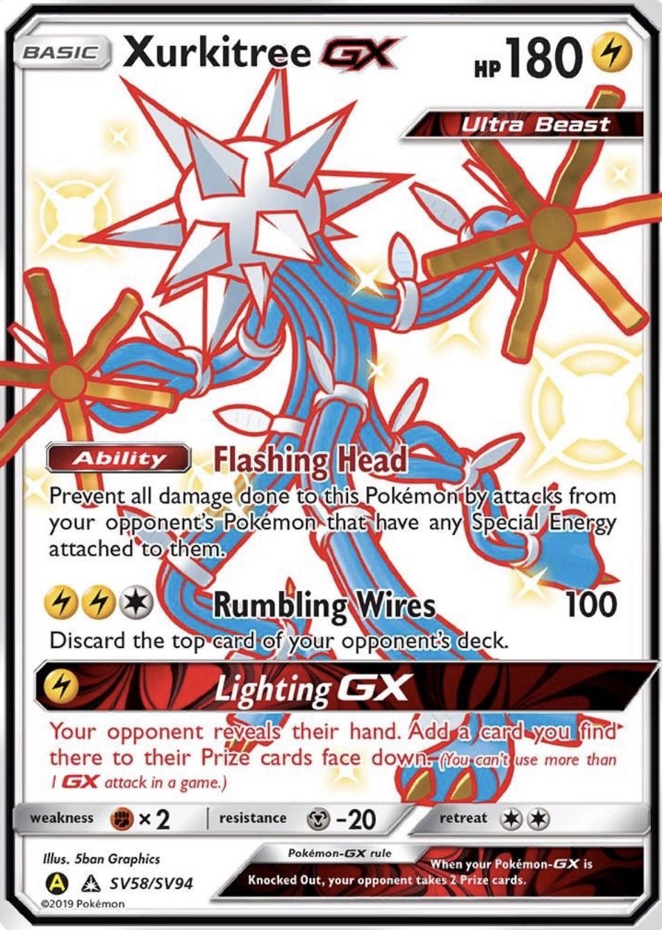 ⚡ Xurkitree GX SV58/SV94 Shiny Holo Pokémon Card Hidden Fates Mint Raw 💎