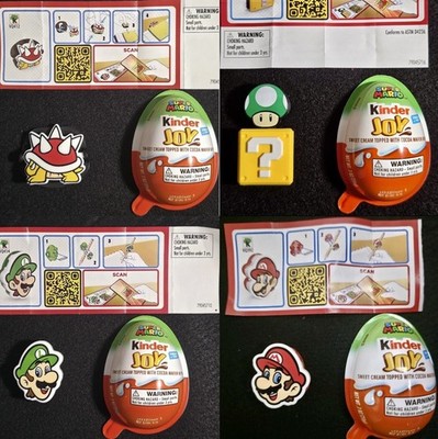 NEW 4 2025 KINDER JOY SUPER MARIO BROS LUIGI TOP TOPPER SPINY CLIP GRUN NO CANDY