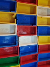 RARE Lego Bricks 1954-1955 LEGO - lot of 93 blocks - 3001old hollow bricks slots