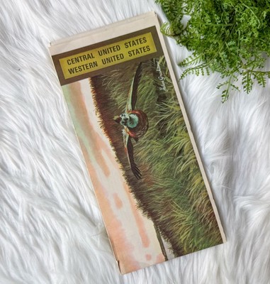 1974 CENTRAL & WESTERN UNITED STATES ROAD MAP DEEP ROCK KERR MCGEE KM OIL GAS