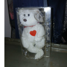 Ty Beanie Baby White Bear with Red Heart Plush Toy for Ages 3-7 Years, 3-4, 4-7