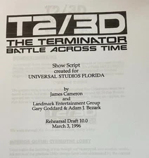 Terminator T2 3D Battle Across Time Show Script Universal Orlando Studios