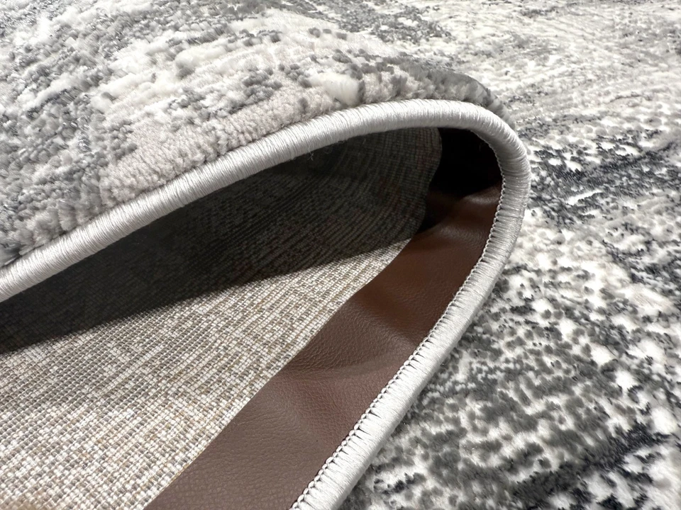 Modern Vintage Boho Area Rug Shiny High Low Pile Transitional Rug Living Room - Image 3 of 4